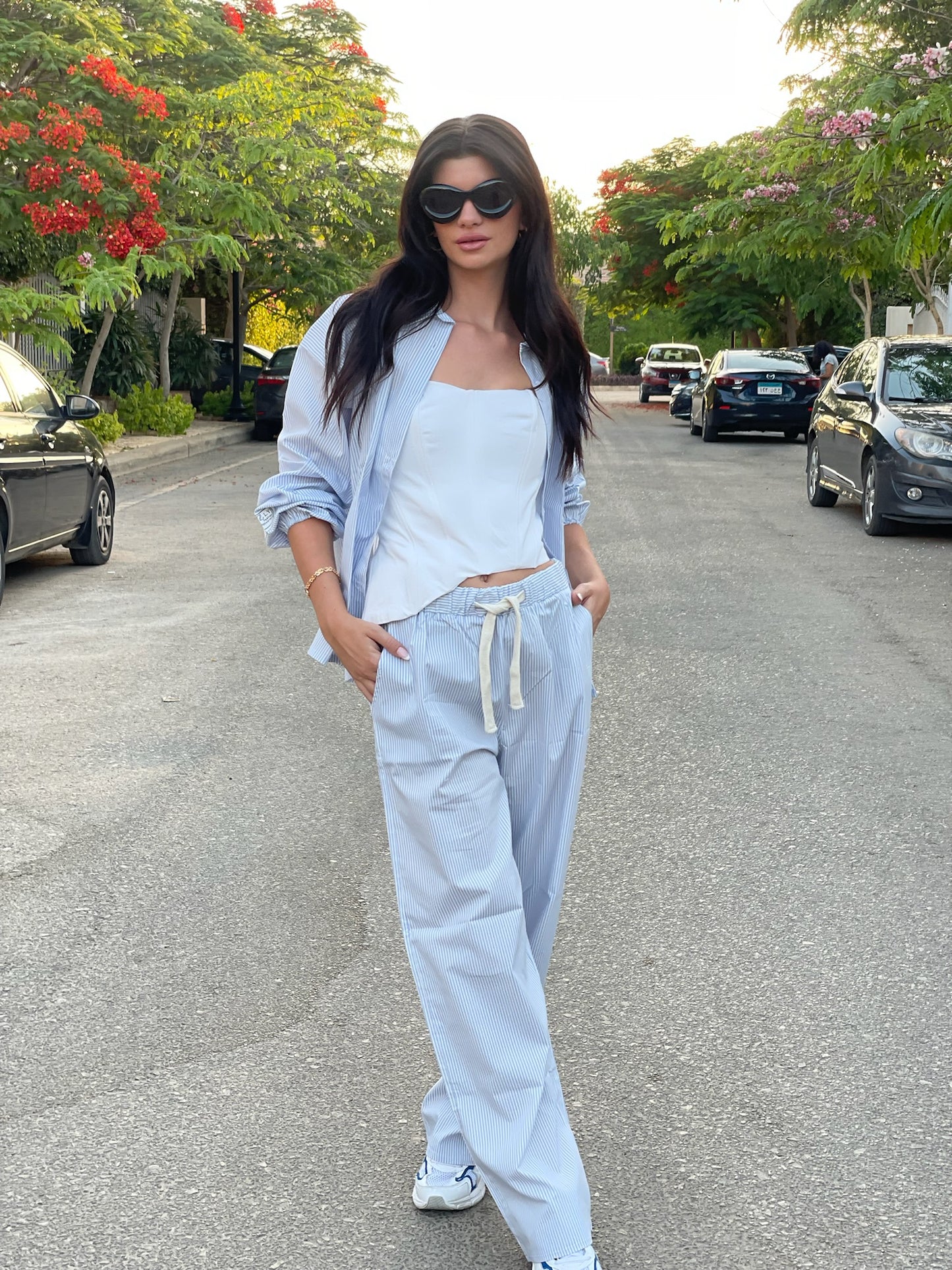 Blue/White Striped PJ Set