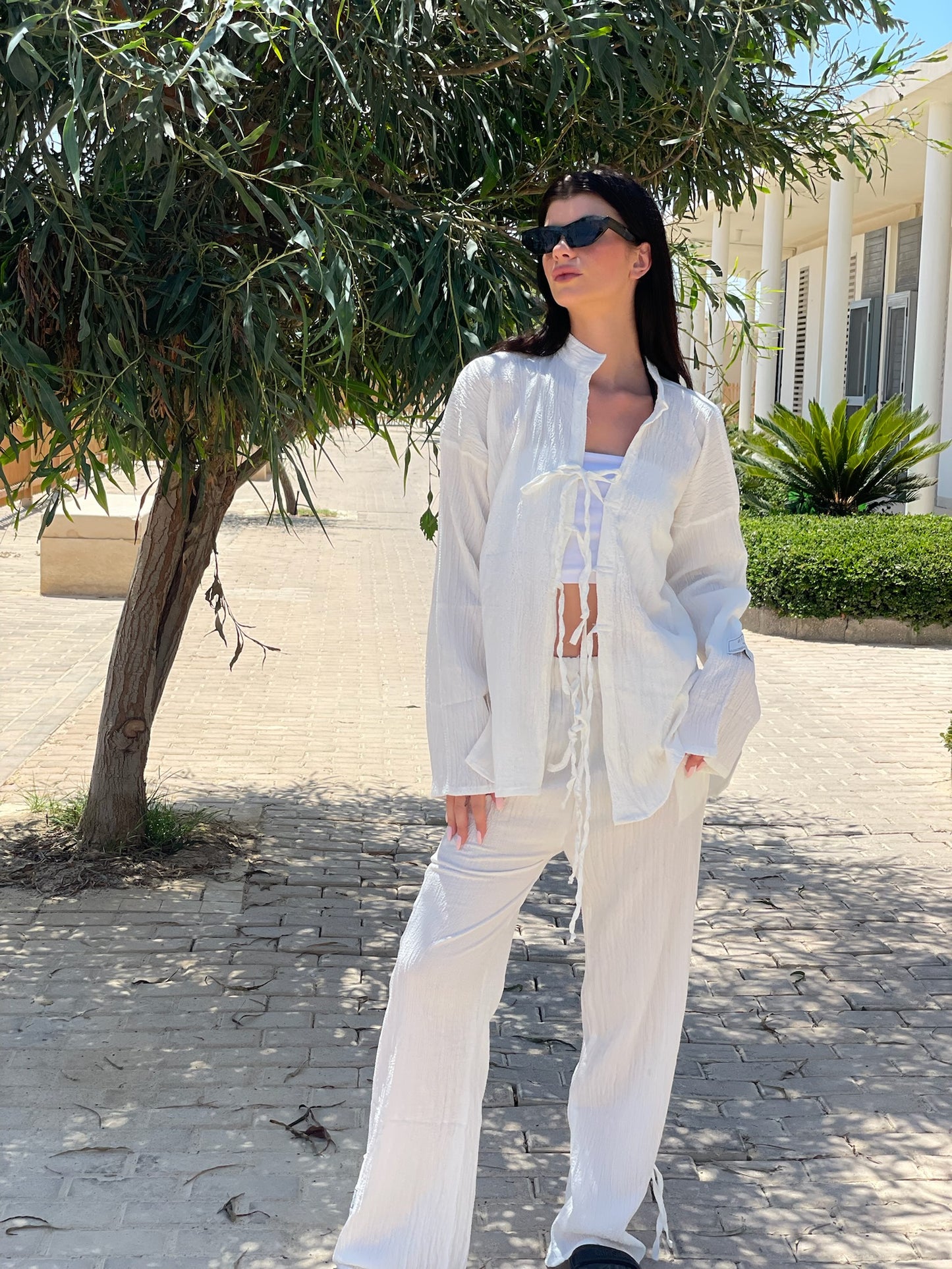Tie Front Kimono & Pants Set