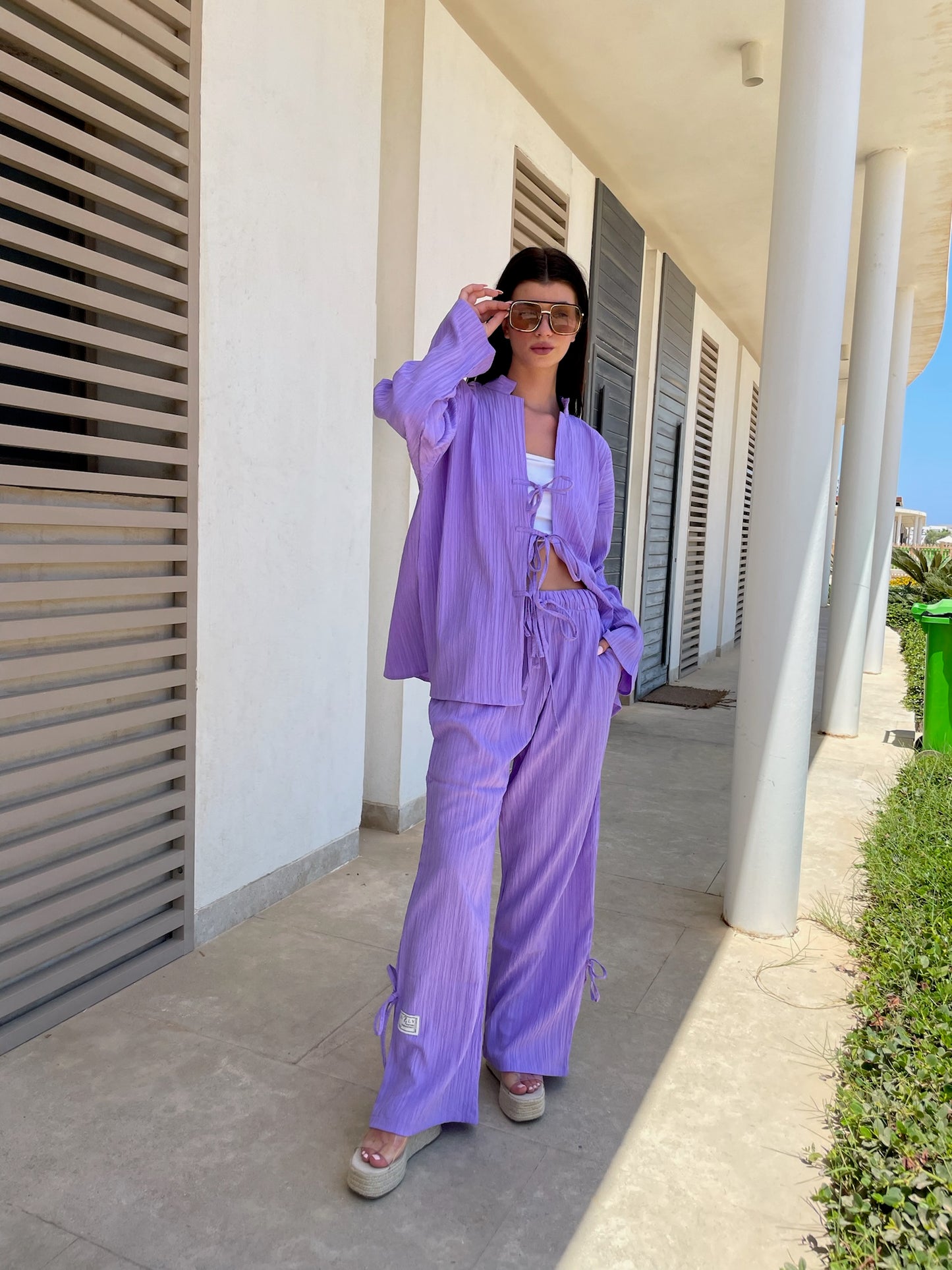 Tie Front Kimono & Pants Set