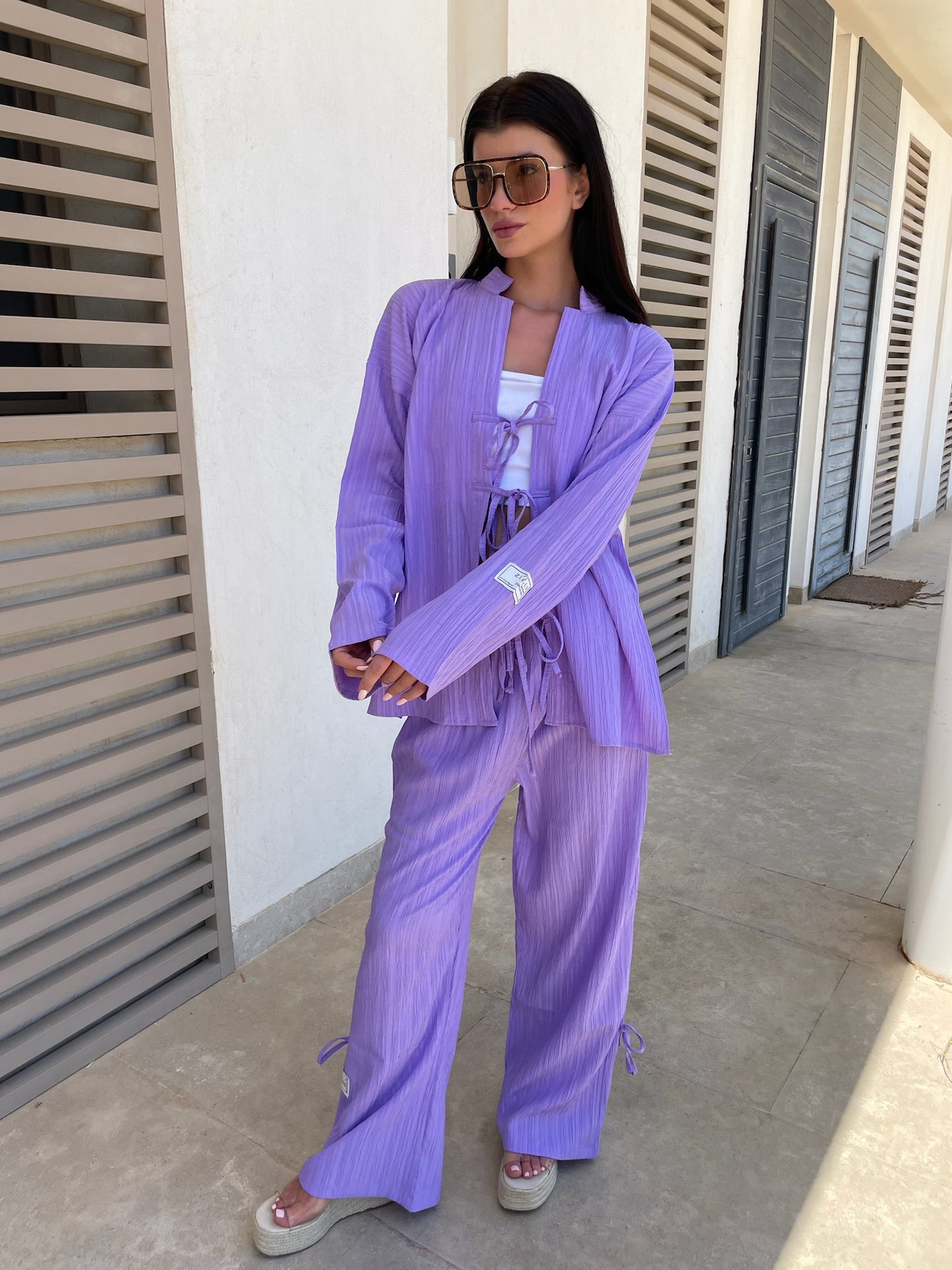 Tie Front Kimono & Pants Set