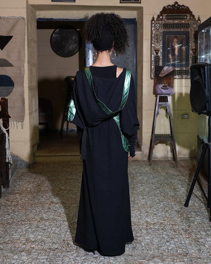 Black/Green Pocket Belt Kimono