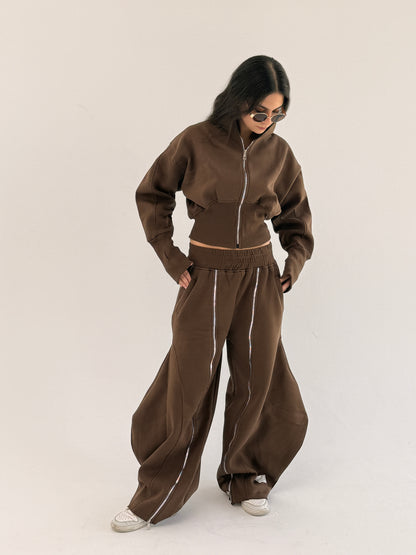 Zip up tracksuit- brown