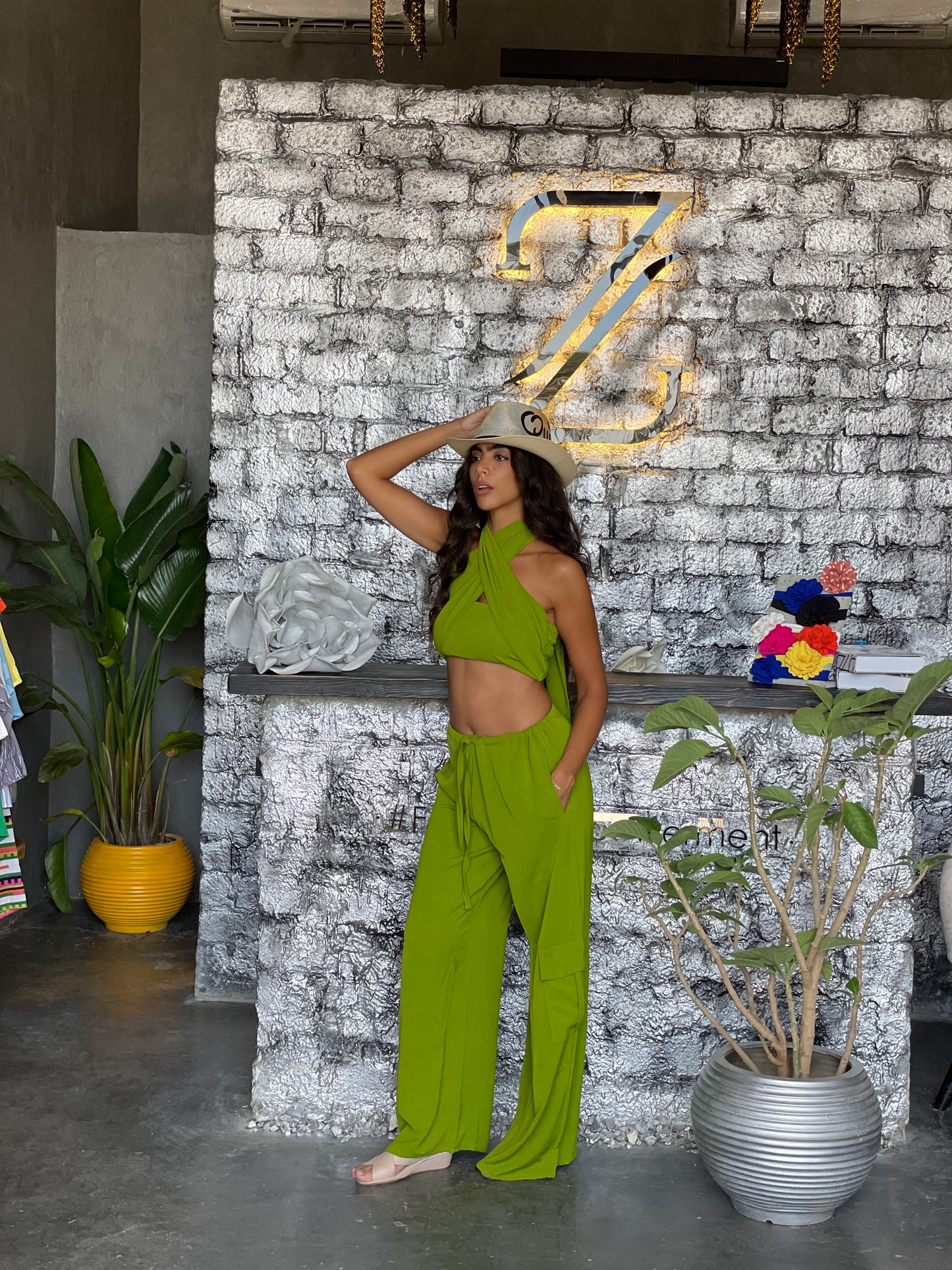 Green Versatile top and pants set