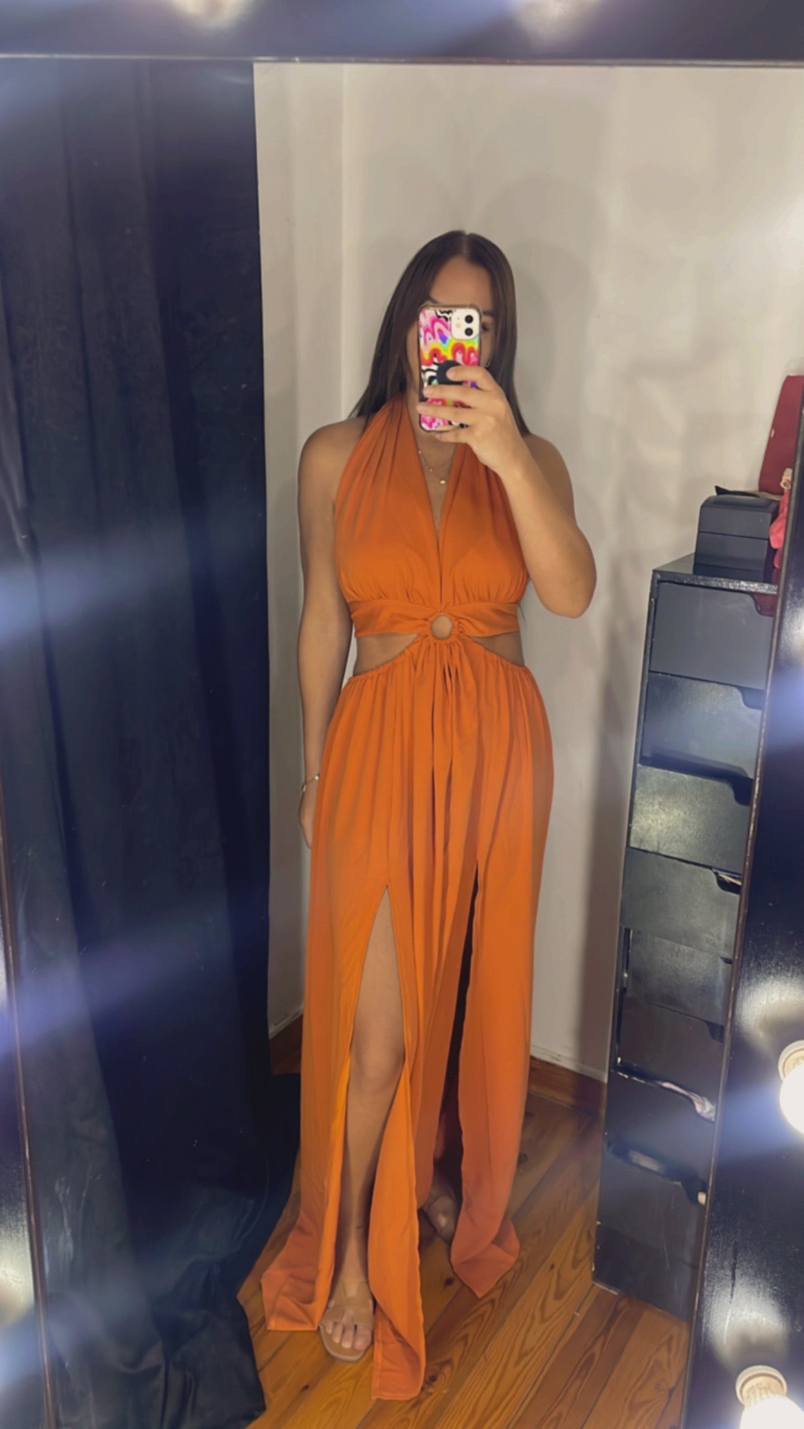 Orange Ring Dress Backless