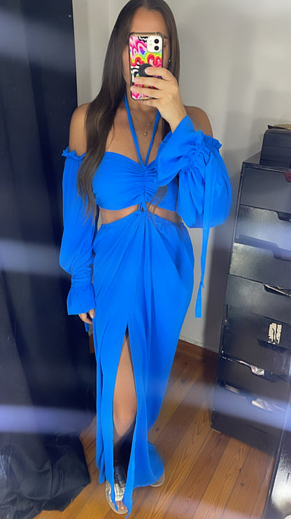 Off Shoulder Blue Tube Top Dress