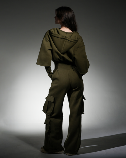 Waisted jumpsuit olive