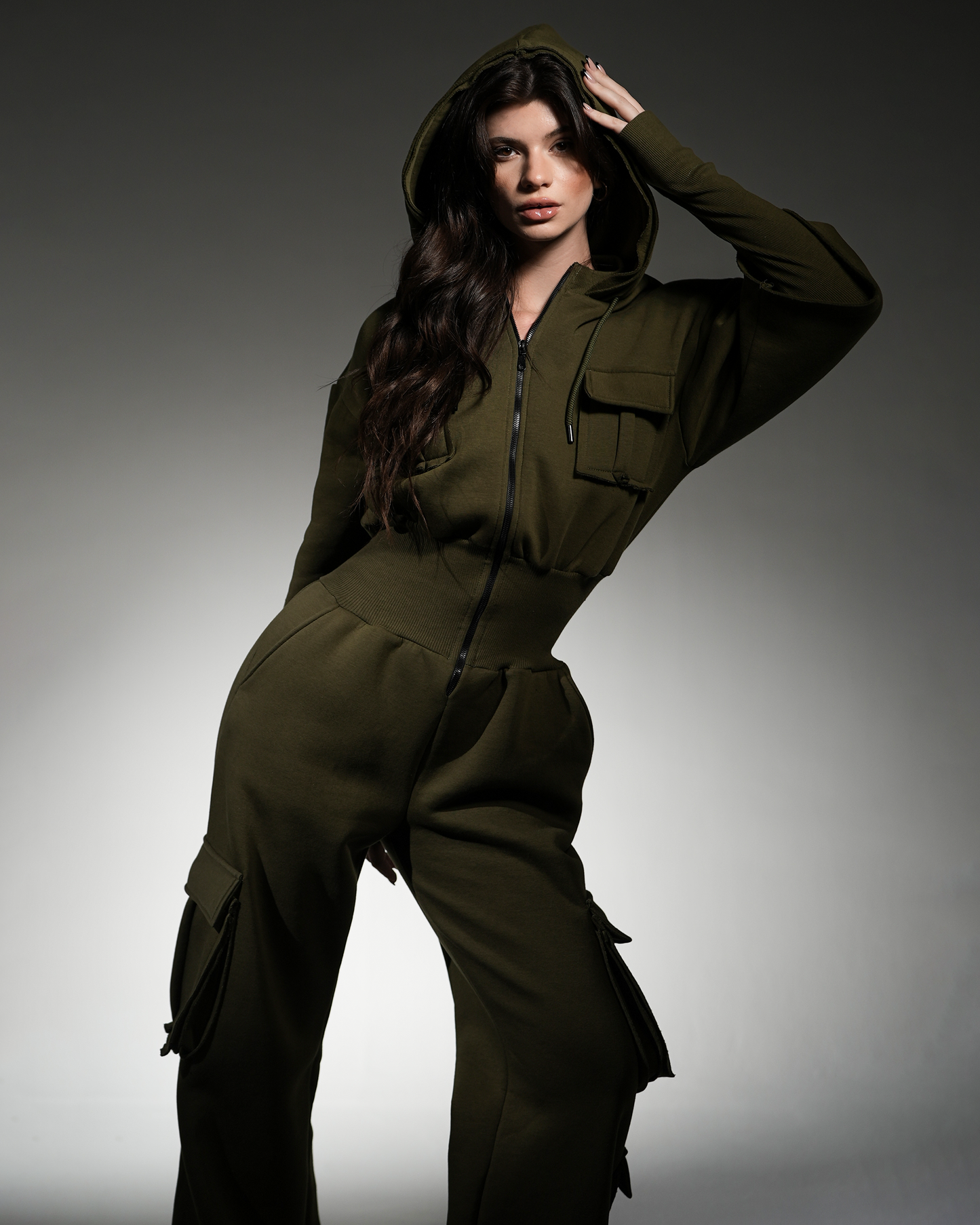 Waisted jumpsuit olive