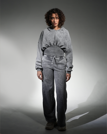 Grey washed waisted tracksuit