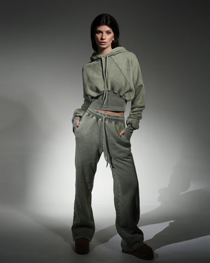 Olive washed waisted tracksuit