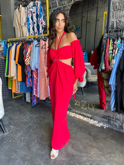 Off Shoulder Red Tube Top Dress