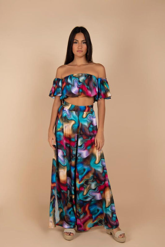 silk off shoulder set