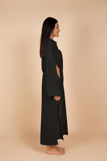 O-Ring Cut Out black Long Shirt