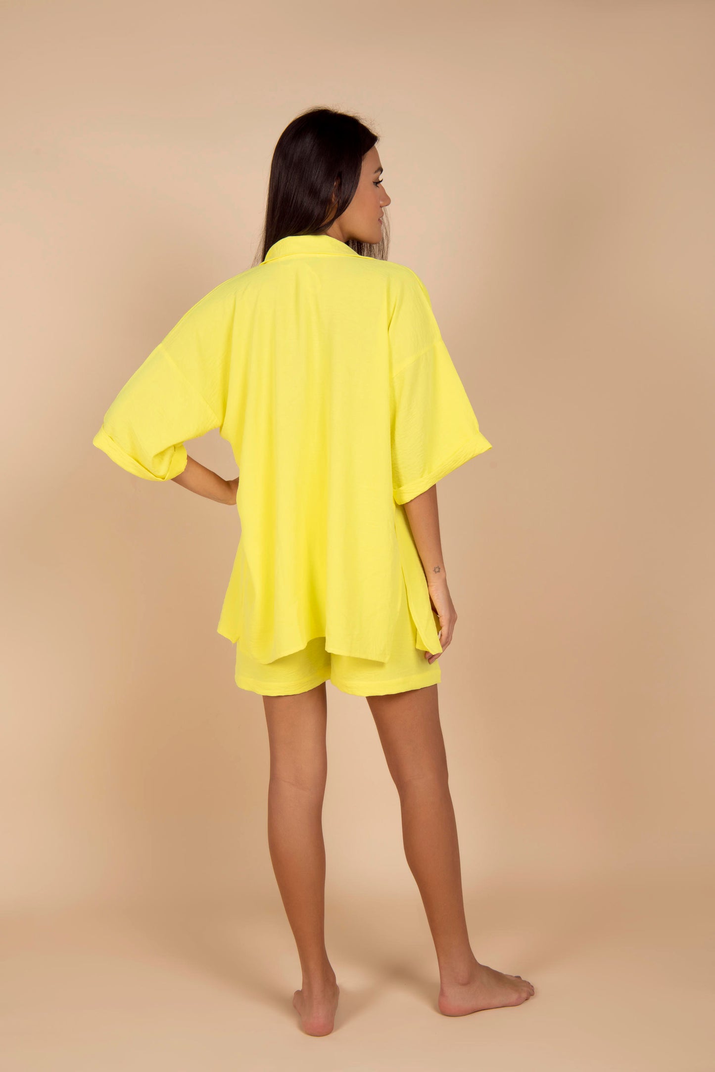 Plain Shirt & Shorts Yellow Set