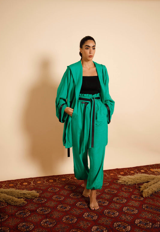 Kimono Green Pants Set